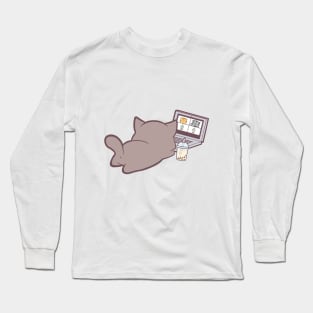 Quarantine With Boba Kitty! Long Sleeve T-Shirt